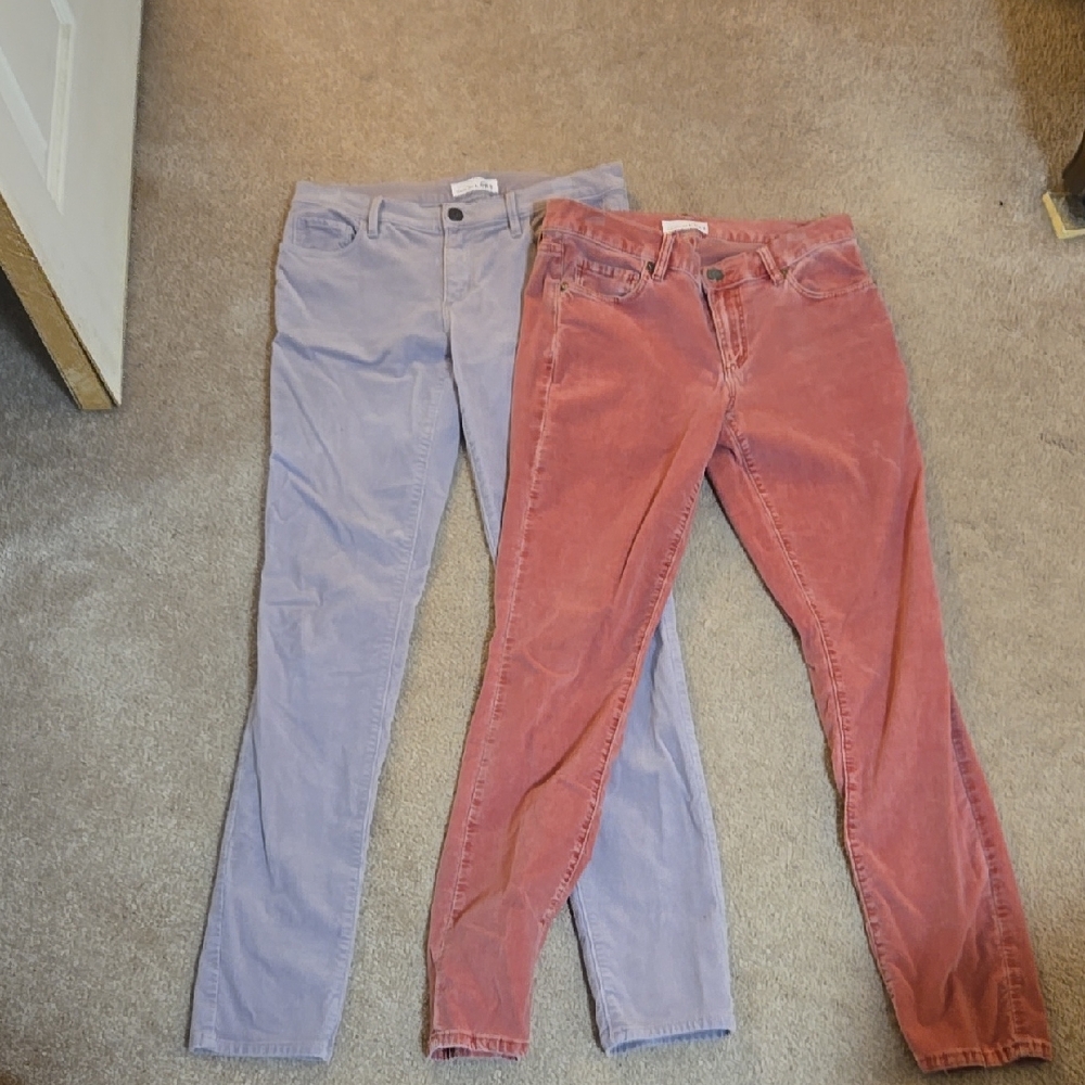 LOFT Modern Skinny Jeans Purple and Pink.  Both feel soft Velvety.